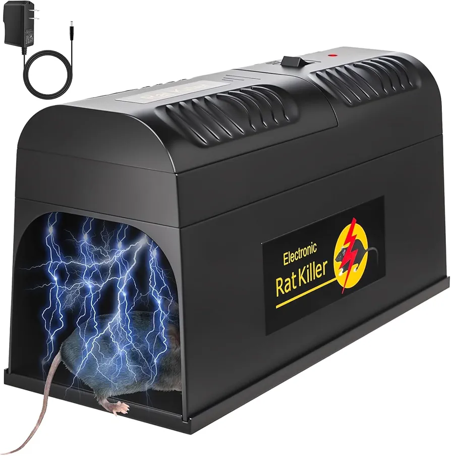 2024 Electric Mouse Trap Zapper Powerful Rat Traps Indoor for Homes with Anti-Escape Door, Effective & Reusable Humane Rodent Zapper Electric Shock Killer for Bedroom,Home,Garage