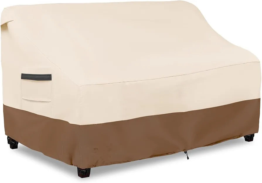 Patio Sofa Cover,Outdoor Couch Cover,100% Waterproof Heavy Duty Patio Sofa Covers,Patio Furniture Covers,Beige&Brown (White and Coffea, W78.7*D38.2*H35 inch)