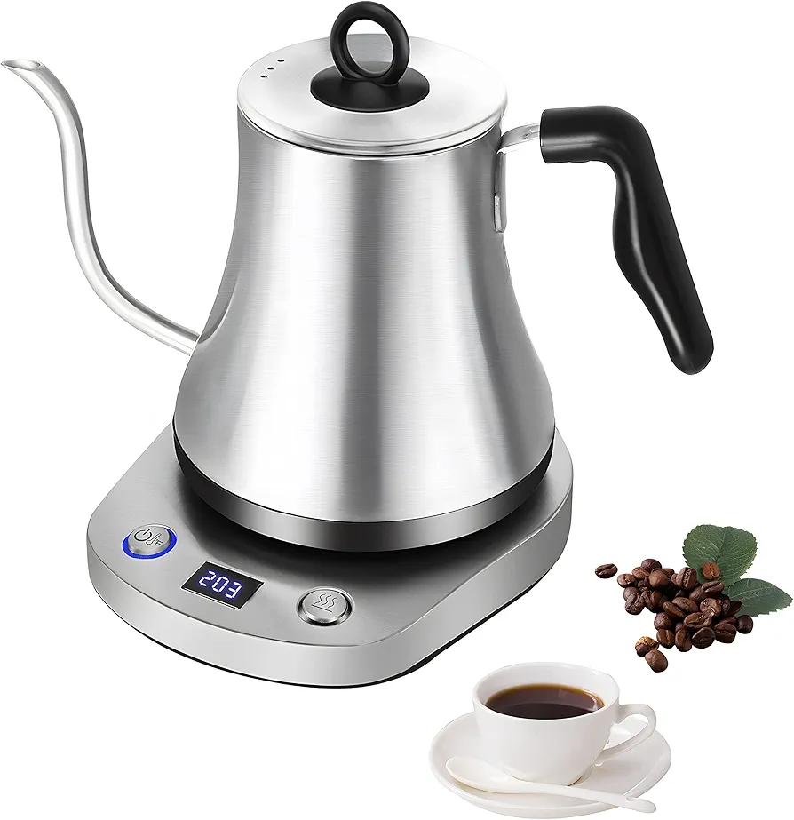 Sparkfire Gooseneck Electric Kettle, Pour Over Kettle for Coffee Tea Brewing, Electric Kettle with 6 Temp Presets, Full Stainless Steel Inner, Automatic Shut Off, Temperature Holding, 1000 Watt, 0.8L