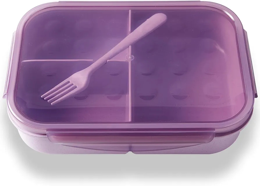 SEVENY Bento Box Adult, Lunch Box,Ideal Leak-Proof Lunch Box for Women,BPA-Free Lunch Box for Adults,Natural Wheat Fiber Material,Reusable Meal Prep Container for Body Builders Purple