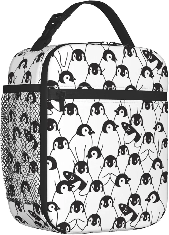 Penguin Bird Portable Lunch Box Insulated Reusable Bento Box Lunch Bag Tote For Men Women