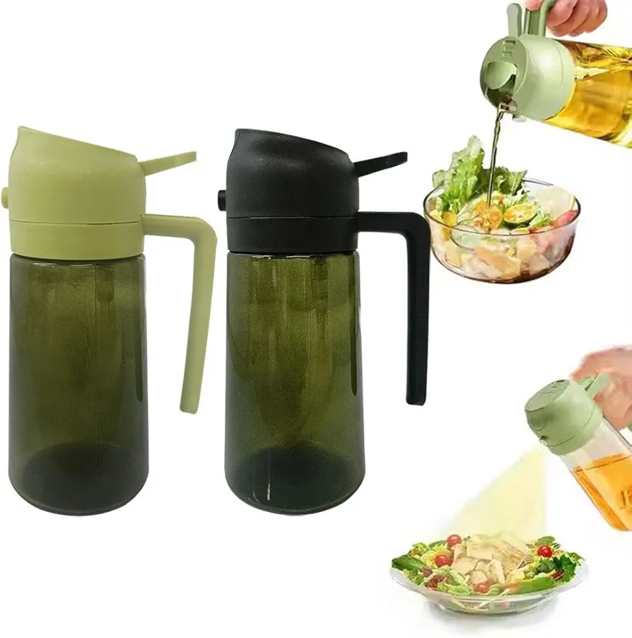 Kitchen 2 in 1 Oil Dispenser,2 in 1 Oil Dispenser and Oil Sprayer,Oil Sprayer for Cooking,Oil Dispenser Light Blocking,Oil Dispenser and Pouring Oiler for Kitchen Oil Bottle for Air Fryer Salad BBQ
