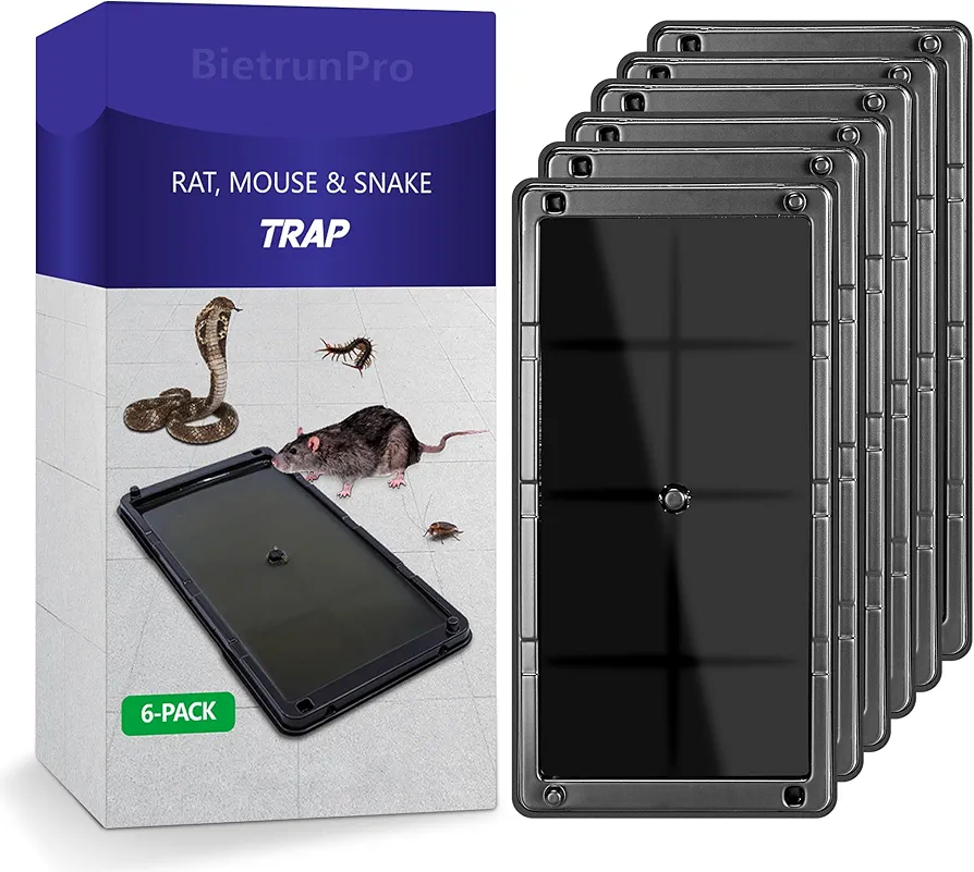 Mouse Glue Traps for Mice, BietrunPro 6 Pack Heavy Duty Glue Traps for Safe Home Pest Control, Sticky Mouse & Rat Traps Indoor for Home, Pre-Baited Mice Traps for House Indoor Kill(Large Size)