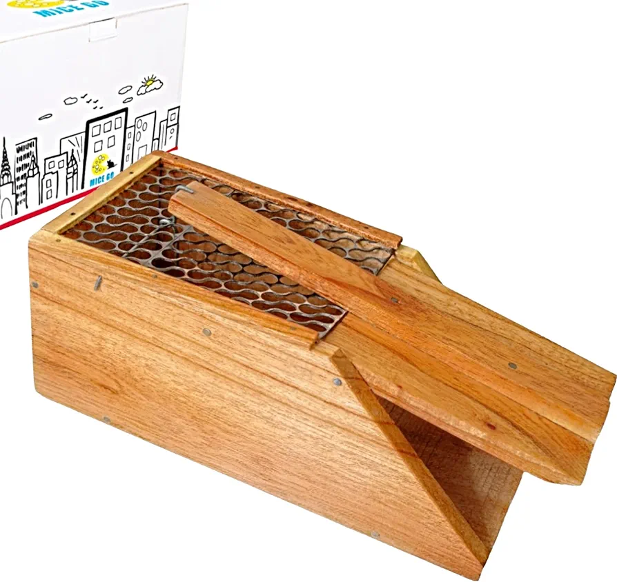 Humane Mousetrap - Mice Go - Wood Made Rodent Cage - Pinjra Trap for Live Rat, Mouse, Vole, Mice, Hamster Catch & Release - Best Humane Trap for Indoor Home & Outdoor Use