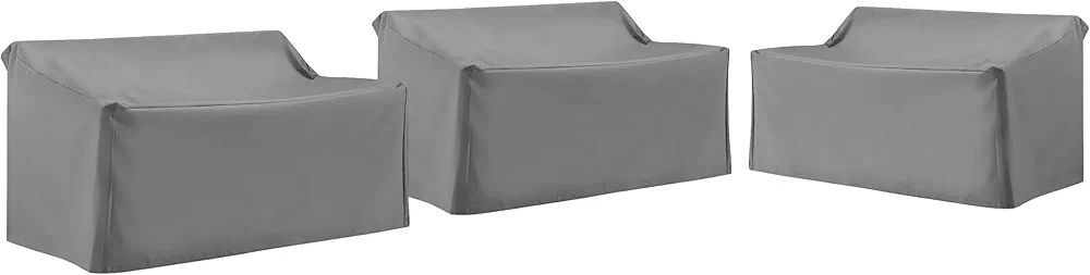 Crosley Furniture Patio Furniture Covers, Waterproof 3-Piece Outdoor Sectional Loveseat Cover Set, Gray