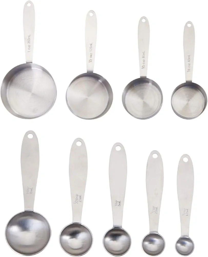 Farberware Pro Stainless Steel Measuring Cup and Spoon Set, 9-Piece