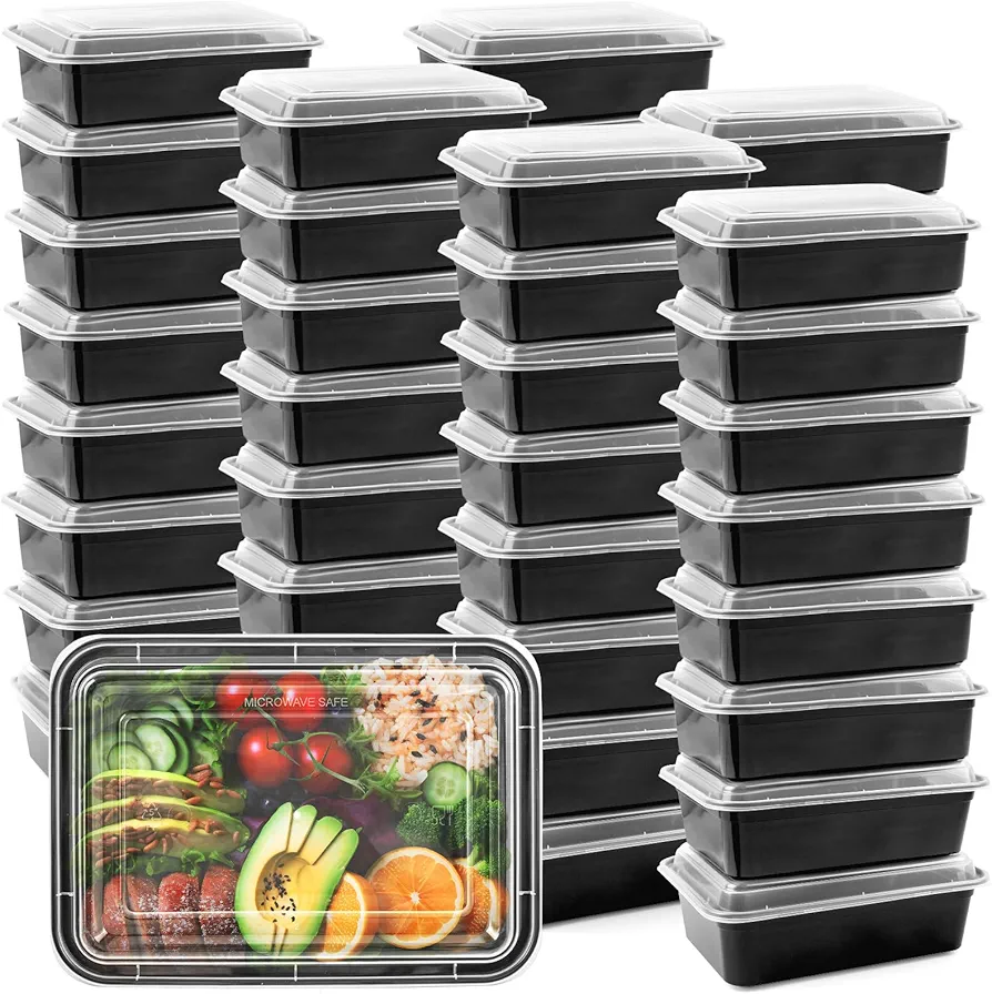MBC MAT BOARD CENTER, 50-Pack (38 Oz) 1-Compartment Food Container-Rectangular Meal Prep Bento with Lid-Portable Lunch Box-Stackable-BPA Free-Freezer/Microwave/Dishwasher Safe-Reusable Storage