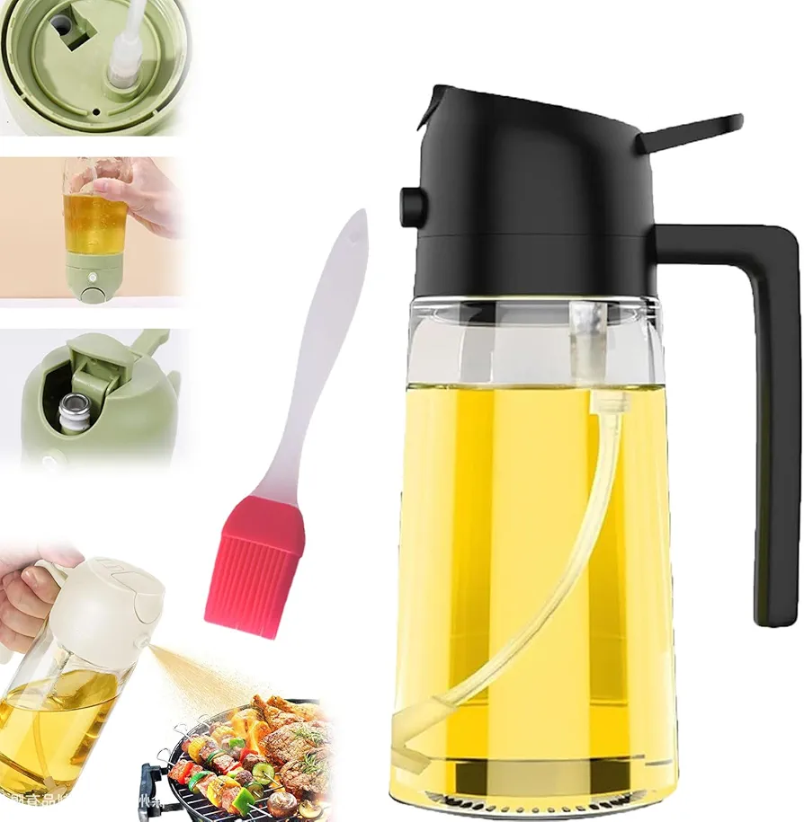 Bloame Oil Dispenser Pro, Bloame Oil Dispenser, Vegetable Oil Dispenser, Oil Dispenser for Kitchen, 2 in 1 Oil Dispenser & Oil Sprayers, with Brush - Oil Sprayer for Cooking, Salad, Barbecue