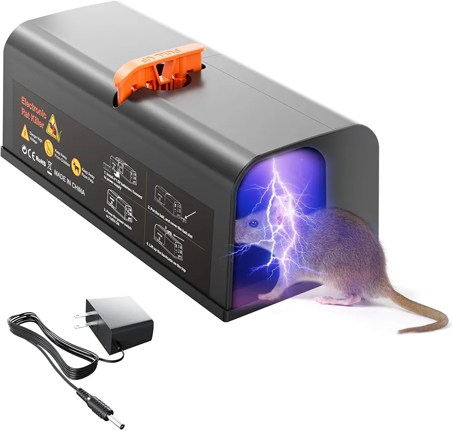 Electric Mouse Traps - Indoor Rats Trap Killer - Reusable Eliminate Rodent Zapper - Rechargeable Mice Trap Catcher for Home with Powerful Voltage Instantly Kills Rodent in Room,Kitchen,Garage (Black)