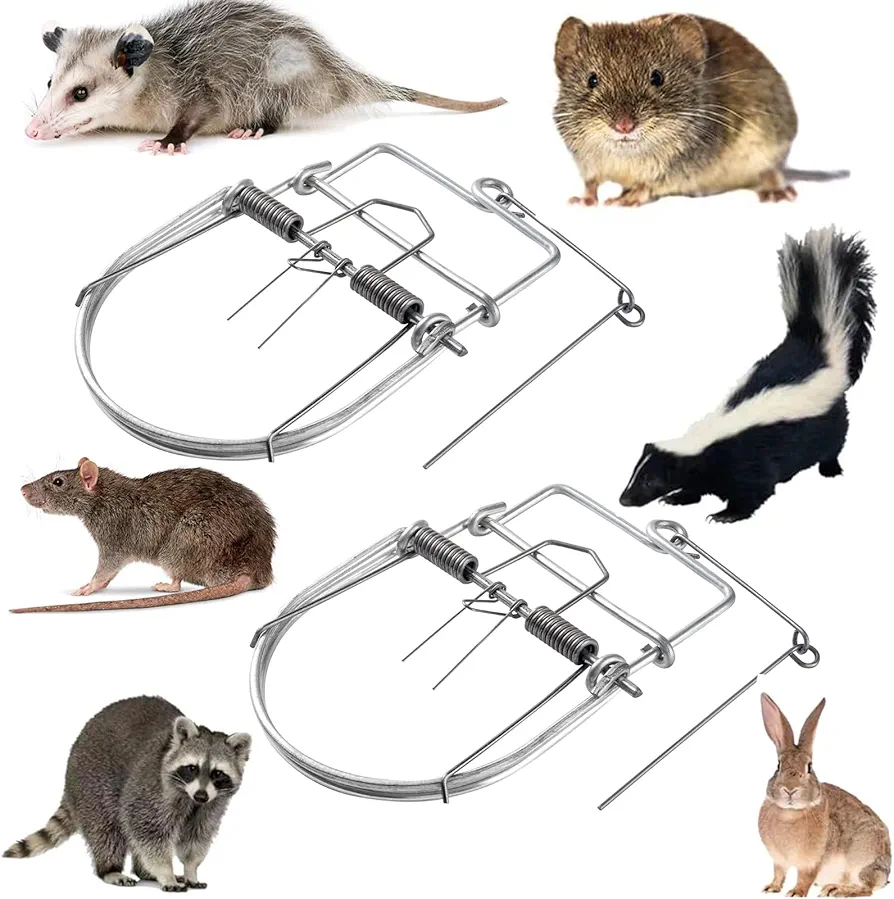 Small Animal Traps Mouse Trap,Spring Trapt Rodent Cage,Suit for Rat,Reusable, 2Pack