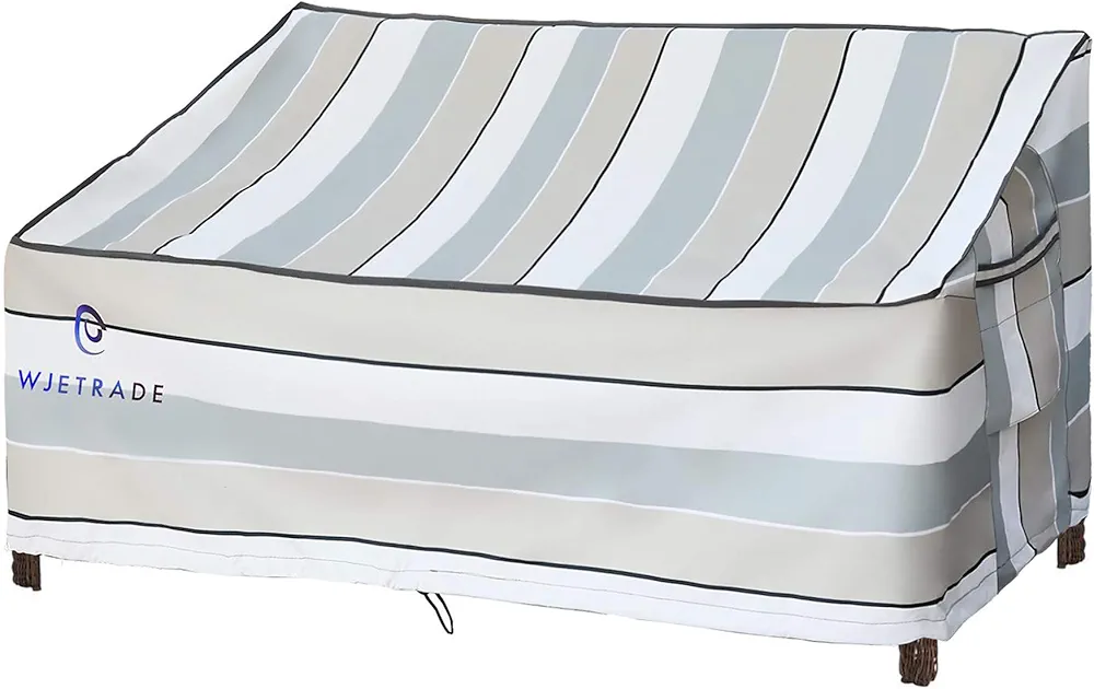 WJ eTrade Patio Sofa Couch Waterproof UV Resisting Heavy Duty Outdoor Striped Furniture Cover with Moisture Reducing Vents, 88 x 38 x 35 Inches