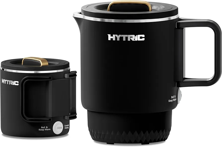 HYTRIC Travel Electric Kettle, 650ML Foldable Small Kettle, Portable Water Kettle with Dual Power Control, Collapsible Stainless Steel Water Boiler, Auto Shutoff & Boil Dry Protection, BPA-Free