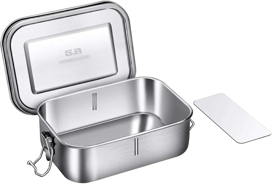 G.a HOMEFAVOR Bento Lunch Box, Stainless Steel Lunch Containers Leakproof with Removable Divider, Metal Lunch Containers, 800ML, Dishwasher Safe