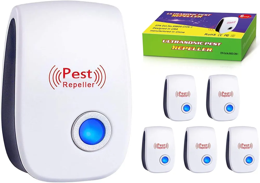 Mouse Rodent Rat Spider Roach Repellent Indoor Ultrasonic Pest Insect Bug Repeller, Pest Control Device for Home Basement Attic Garage (6 Pack)