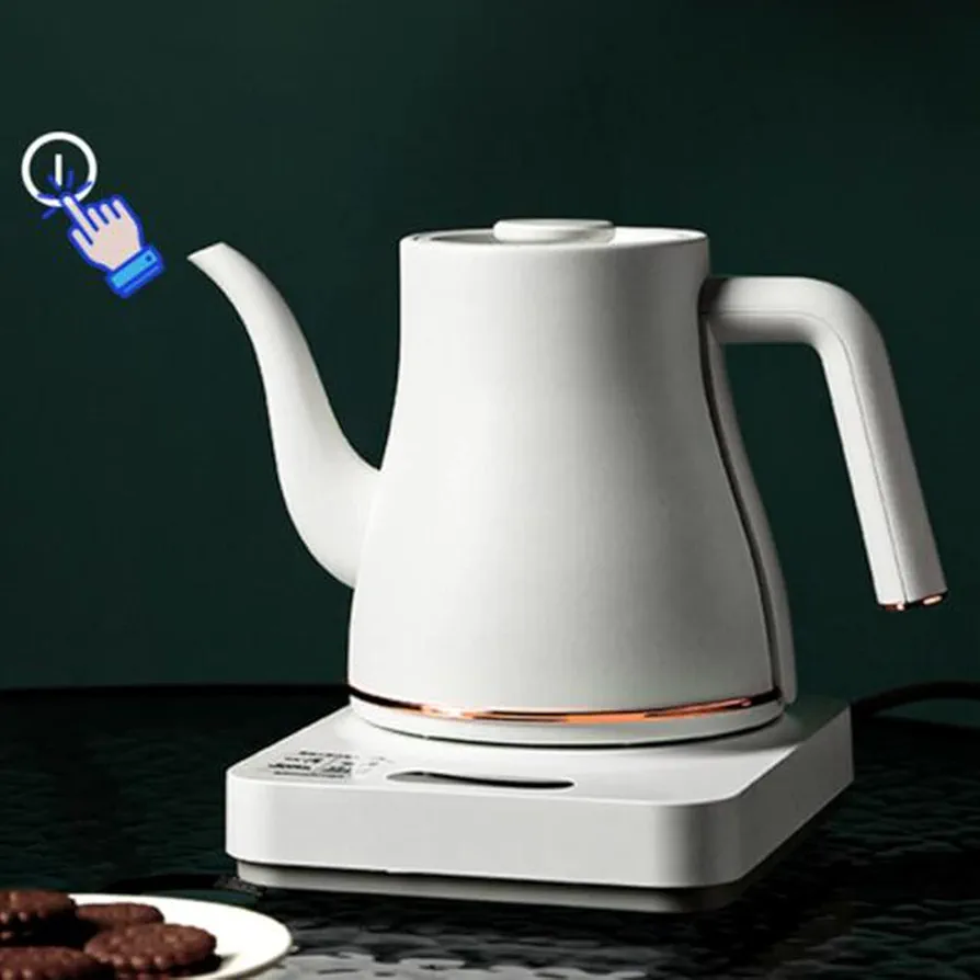 Electric kettle Gooseneck Electric Kettle 1200W Rapid Boiling 100% Food-Grade Stainless Steel Pour Over Coffee/Tea Kettle Auto Shutoff Protection lofty ambition, White