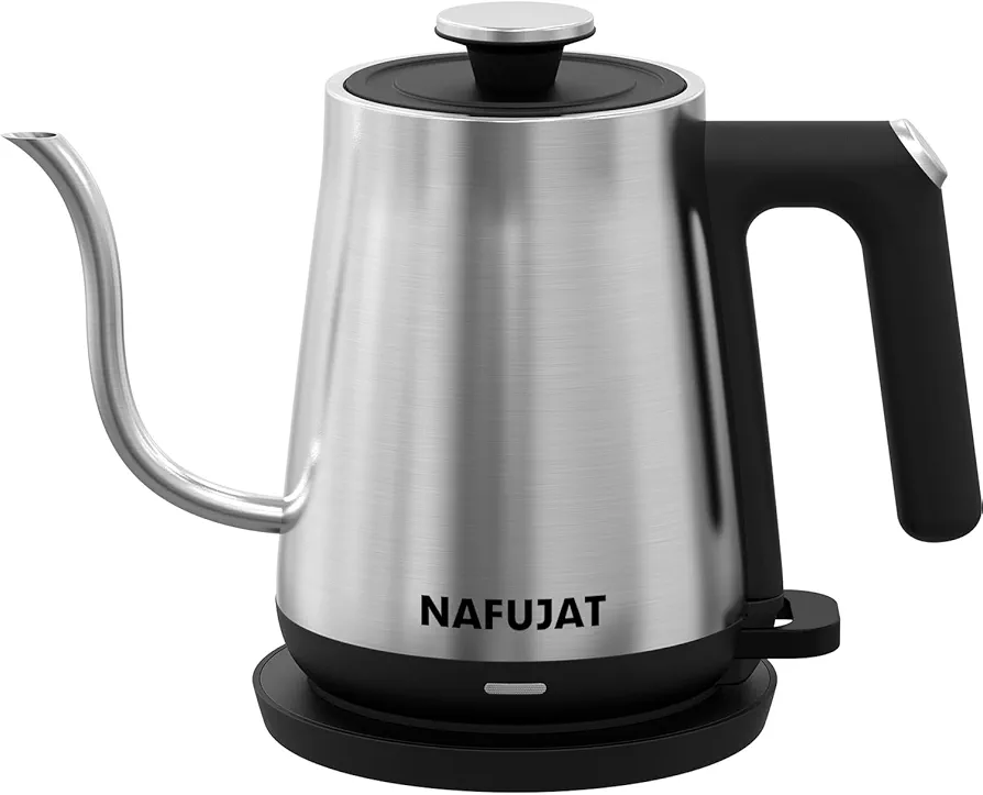 Gooseneck Electric Kettle, Coffee & Tea Pour Over Kettle, 1200W Water Boiler Kettle Rapid Boil for Boiling Water, Stainless Steel, Cordless, Automatic Shut Off, Boil Dry Protection, 0.6L/21oz, Silver