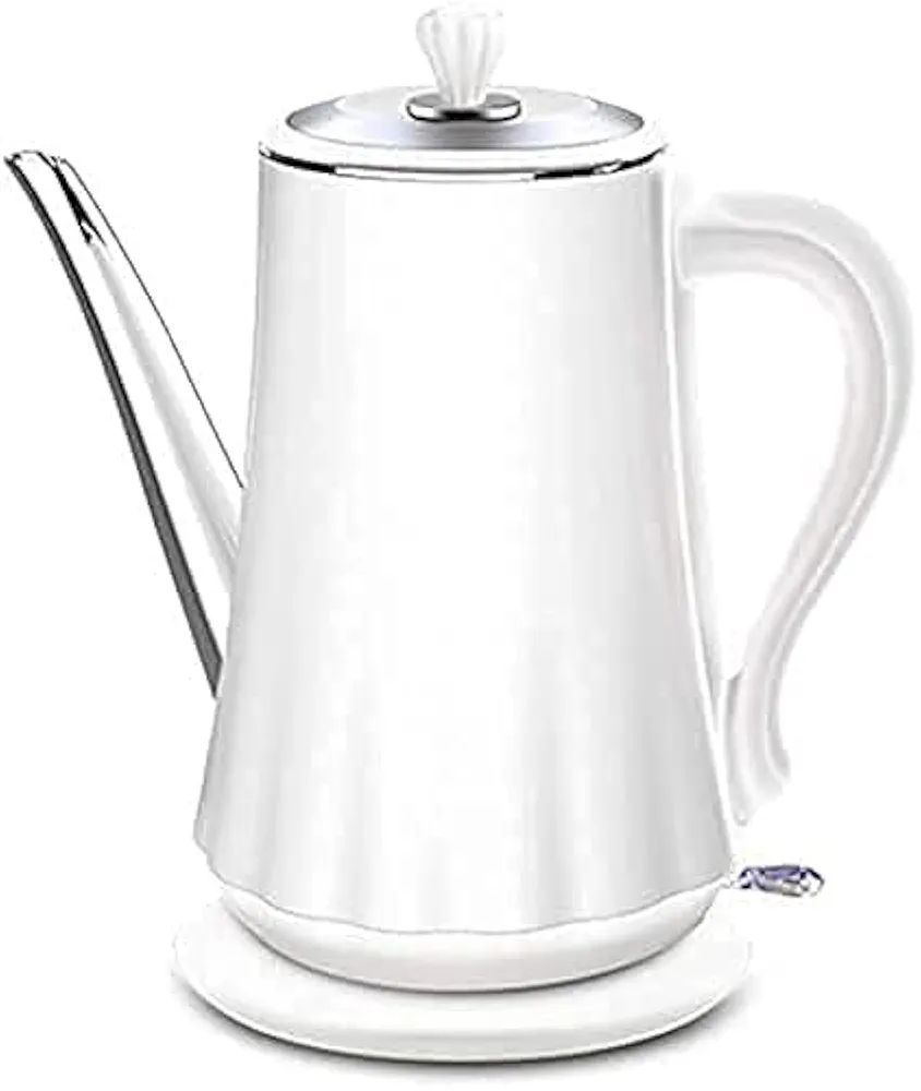 Electric Kettle Stainless Steel Kettle Electric Gooseneck Kettle,auto Shut,Boil Dry Protection,360° Swivel Base Water Boiler (Color : Pink),practical hopeful, White