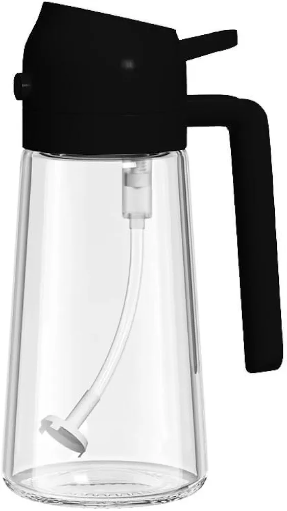2 Kitchen oil spray, 2-in-1 cooking oil distributor and fuel injector, food grade oil spray for air frying pan, salad and barbecue (black)