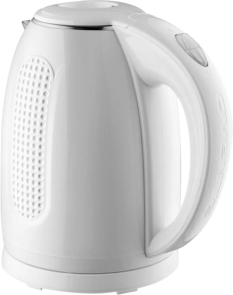 OVENTE Portable Electric Kettle Stainless Steel Instant Water Boiler Heater 1.7 Liter 1100W Double Wall Insulated Fast Boiling with Automatic Shut Off for Coffee Tea & Cold Drinks, White KD64W