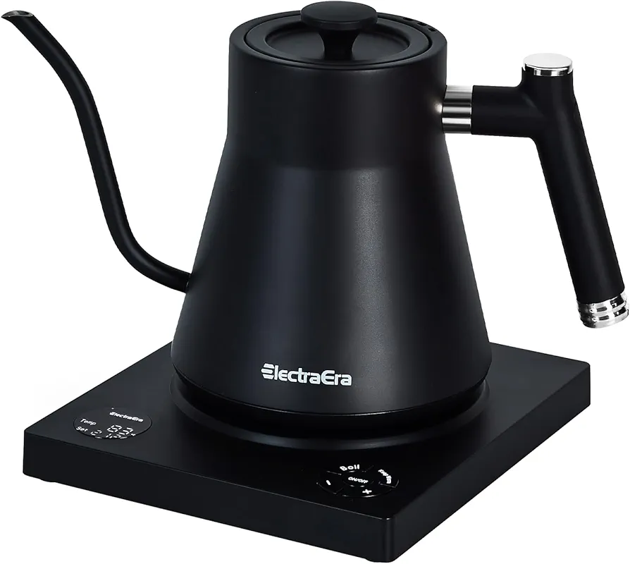 Gooseneck Electric Kettle Pour Over Kettle, ±1℉ Temperature Control, 6-7 Minutes Quick Heating, Potstainless Steel, for Coffee, Tea, Boil Hot Water, Keep Warm Function Temperature, 1200W/1L Black