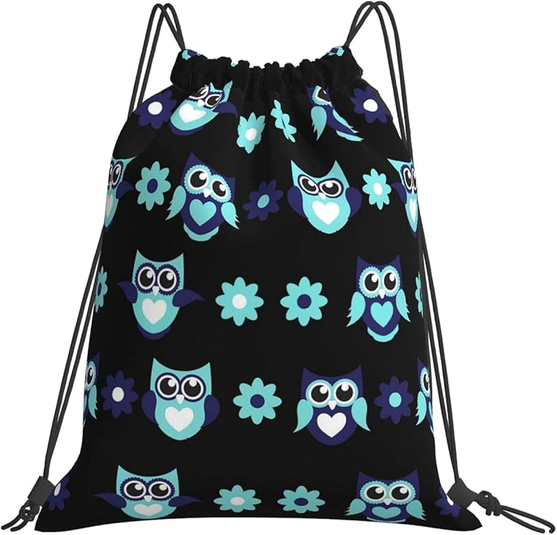 Gocerktr Owl Drawstring Backpack String Bag Lightweight Gym Bag Sackpack Sports Backpack for Women Girls Gym Shopping Sport Yoga