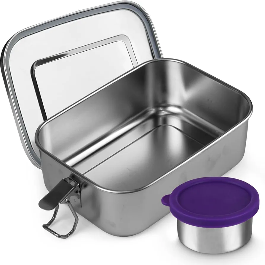 Stainless Steel Lunch Box with Safe Closure Lid for Meal Planning and Portion Control - Bento Box Stainless Steel - BPA-Free, Leakproof & Dishwasher Safe Metal Bento Box Container for On-the-Go