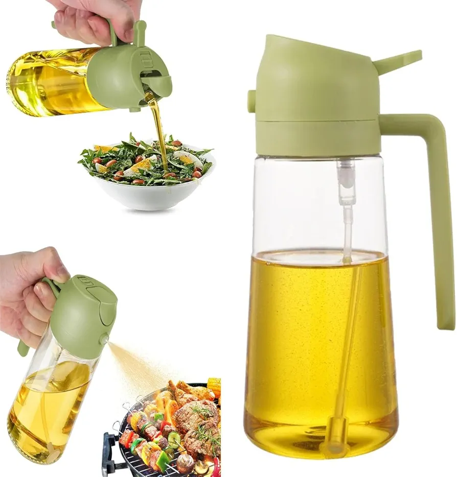 2 in 1 16.5oz/470ml Olive Oil Dispenser and Oil Sprayer,Olive Oil Sprayer for Cooking,Oil Spray Bottle with Premium Nozzle, Oil Dispenser Bottle for kitchen Air Fryer,Salad,Grilling,Roasting ( Color :