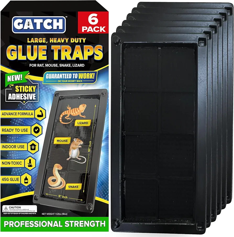 Mouse Glue Traps 6PK, Sticky Mouse Traps Indoor for Home, Sticky Large Glue Traps for Mice and Rats, Pre-Baited Adhesive Rat Traps Indoor for Home, Insect, Snake, Spider Lizard, Children & Pet Safe