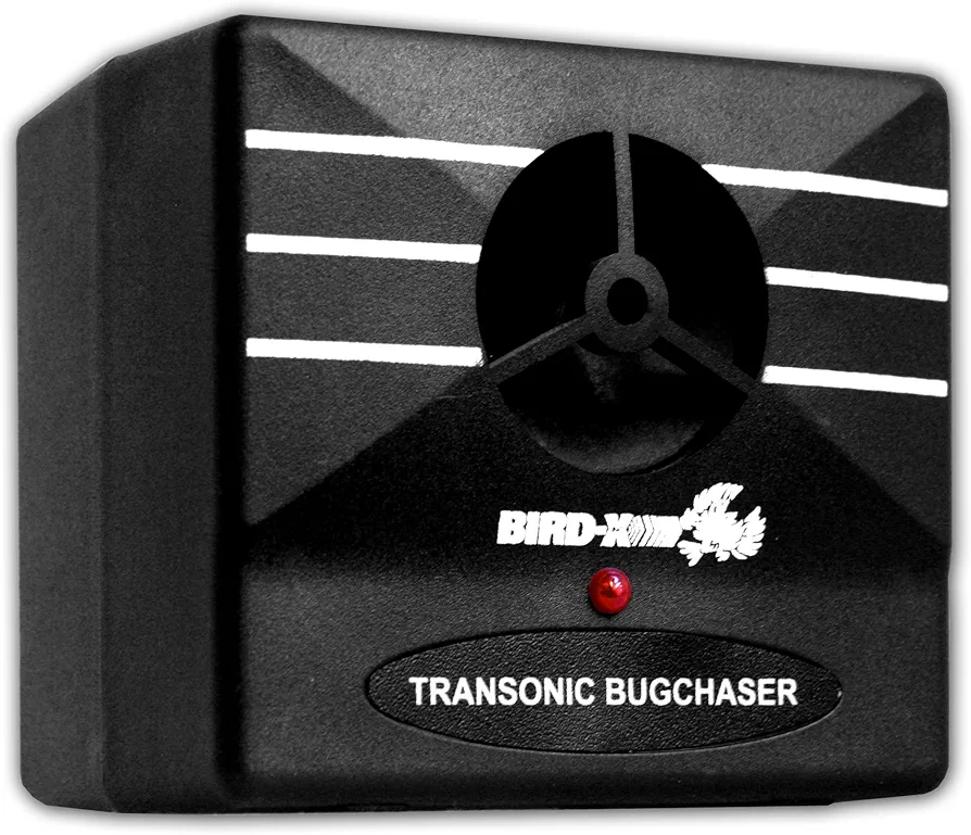 Bird-X Transonic Bugchaser, Rodent and Insect Chaser, Ultrasonic Critter Ridder Device for Indoor Areas, Covers Up to 1500 sq. ft., 2.75" W x 3.5" H x 3.25" D