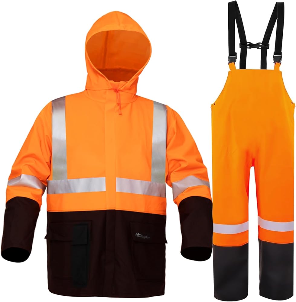 Rain Suit For Men Waterproof Heavy Duty Rain Gear Outdoor All-Sport Work Fishing Jacket & Trouser Raincoats