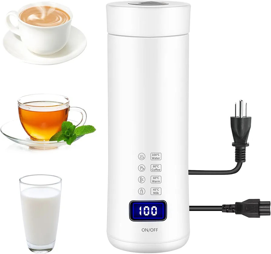 Travel Electric Kettle Travel Portable Small Tea Coffee Hot Water Boiler with 4 Temperature Control 31608 Stainless Steel Hot Water boiler Kettle, Auto Shut-Off & Boil Dry Protection