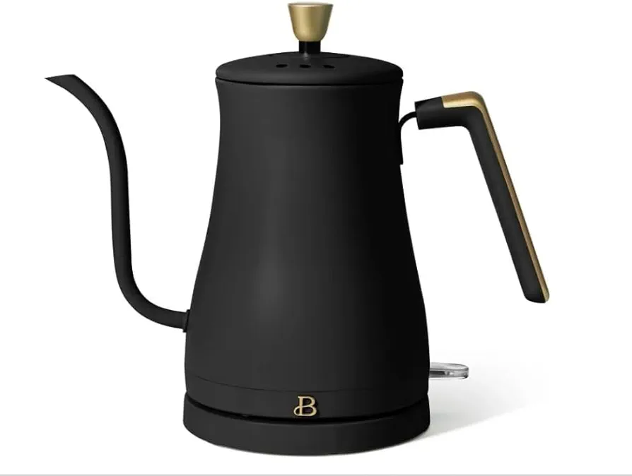 Beautiful 1-Liter Electric Gooseneck Kettle 1200 W, Wildflower by Drew Barrymore, Black (Black Sesame)