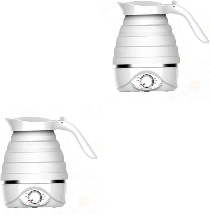 LIFKOME 2pcs Collapsible Water Jug Silicone Kettle Mini Water Kettle Folding Kettle 700ml 850w Kettle Silicone Collapsible Water Bottle Electric Kettle Portable White Travel