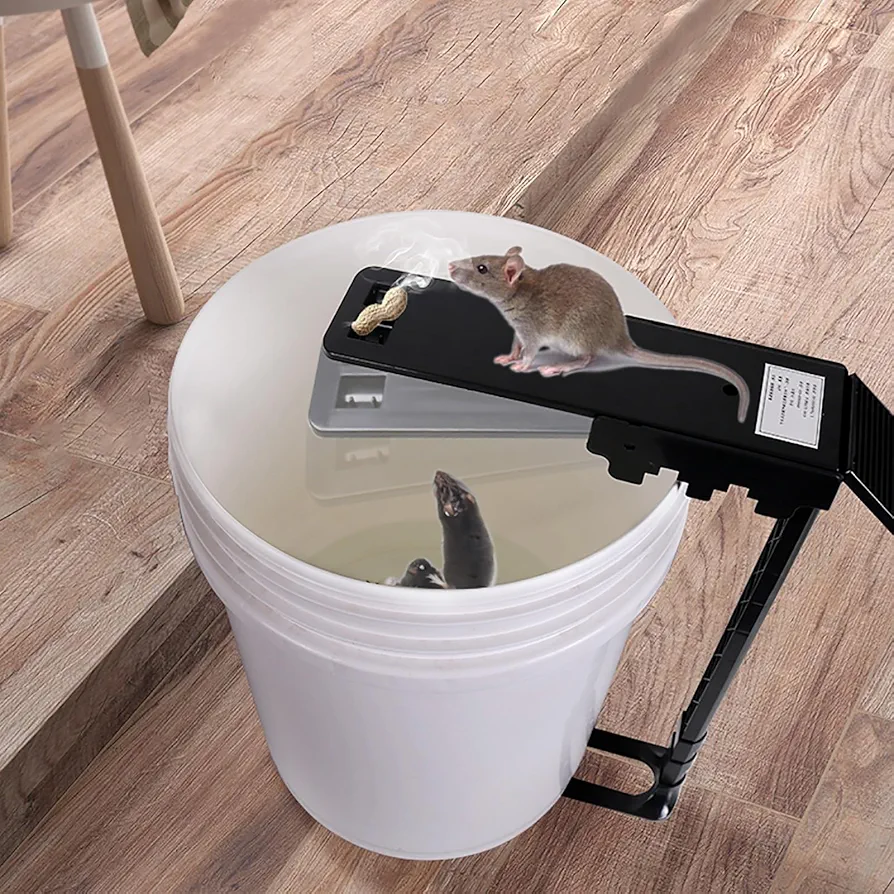 Mouse Trap Bucket,Walk The Plank Rat Trap Mice Traps for House,Humane Rat Trap Auto Reset,Rat Trap Bucket Spinner Ramp Included Sanitary Safe Mousetrap Catcher for Indoor Outdoor