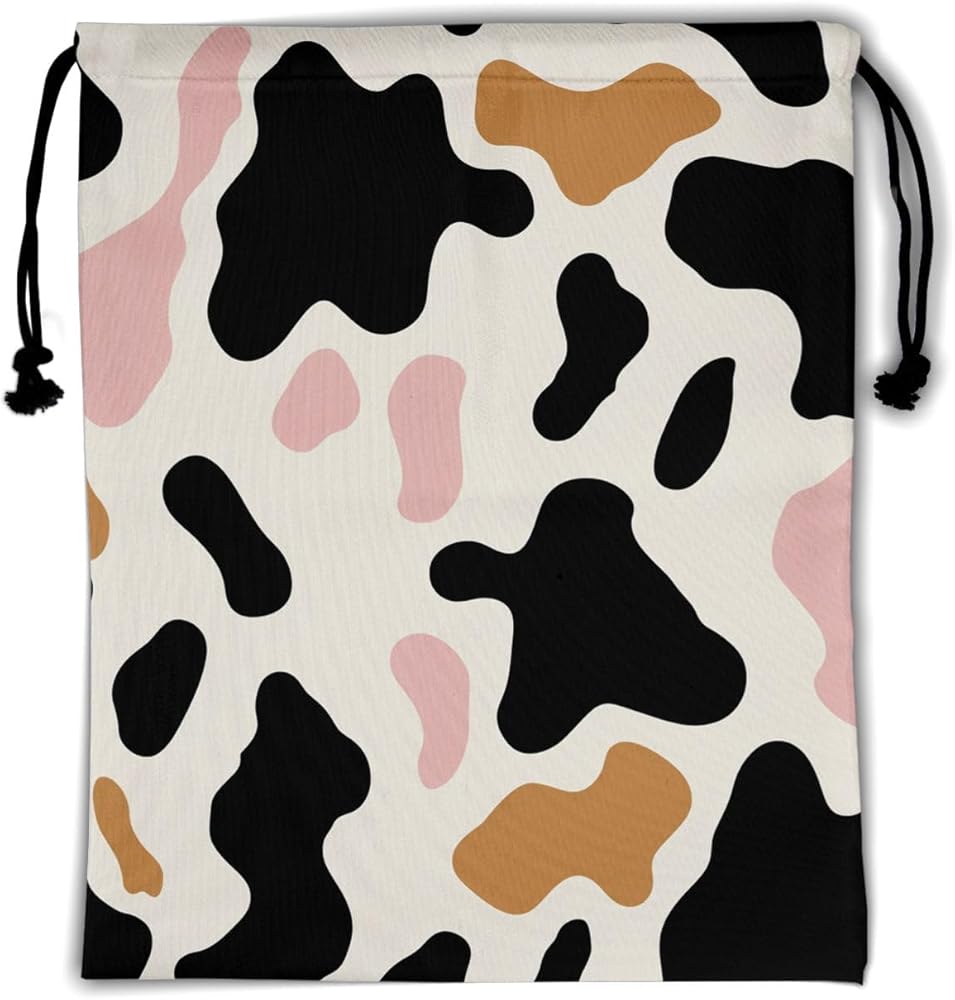 Nerxy Cow Print Gymnastics Grip Bag - Animal Grips Bags Cowhide Drawstring Gym Bag for Gymnasts Wildlife Athlete Gym Pouch Bags Adjustable
