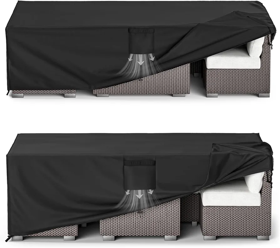 MR. COVER 108 Inch and 78 Inch Patio Furniture Covers Combo Set, Rectangular Table and Chair Set Covers Rip-resistant Material with Windproof Buckles