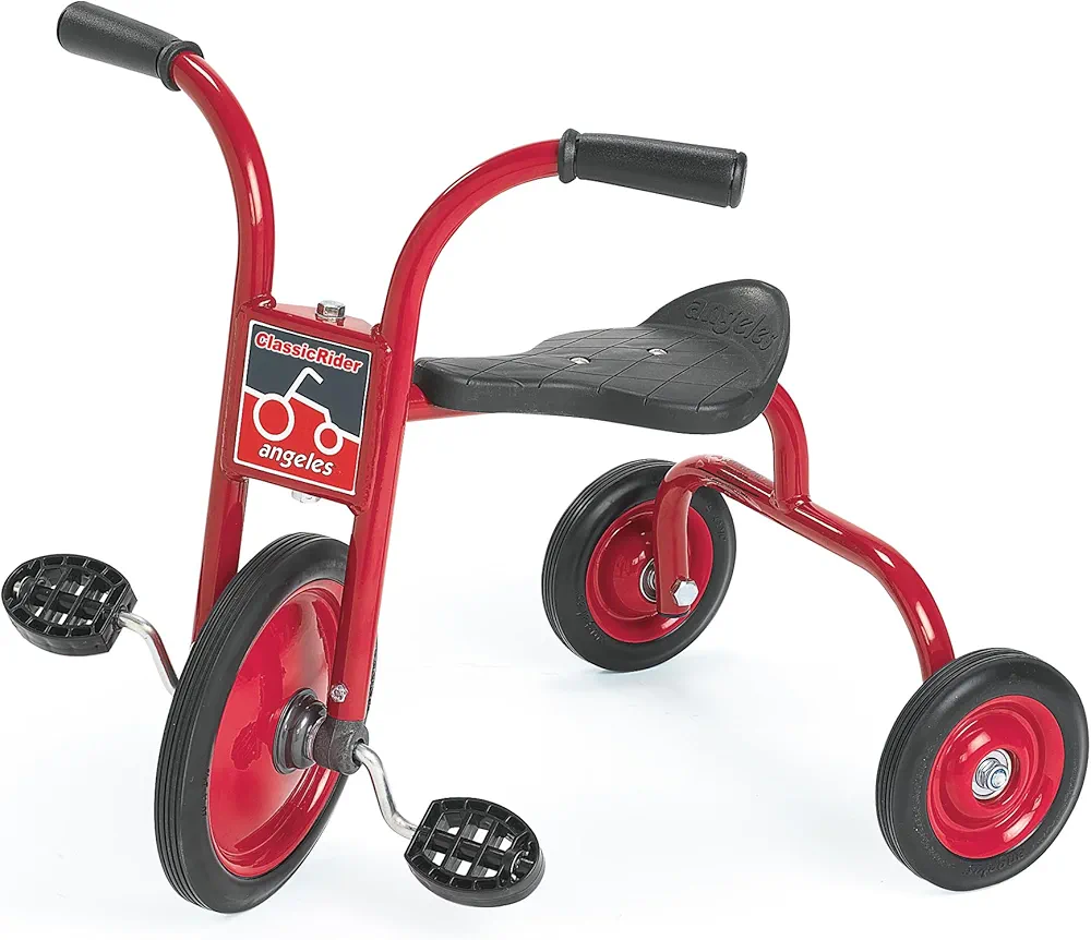 Children’s Factory ClassicRider 10” Pedal Pusher Tricycle for Kids Ages 3+, Toddler Trike for Beginner Riders, Red/ Black
