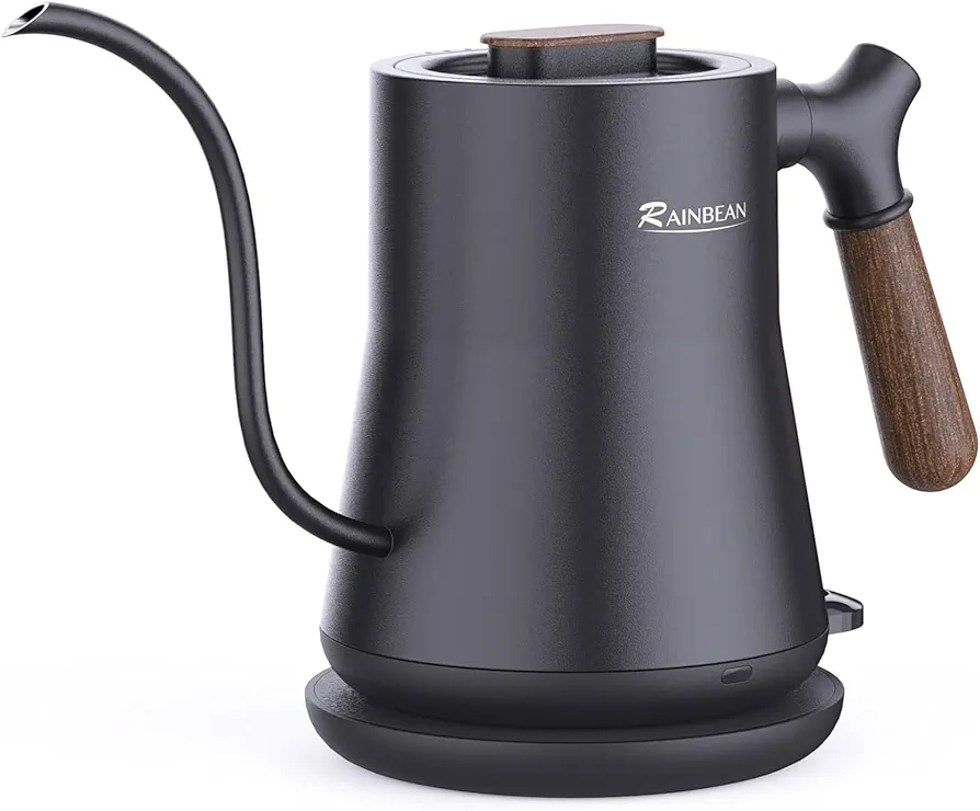 Matte Black Gooseneck Electric Kettle - Rapid Heating, Precision Pour Over Coffee & Tea Kettle, 100% Stainless Steel Inner (0.8L)