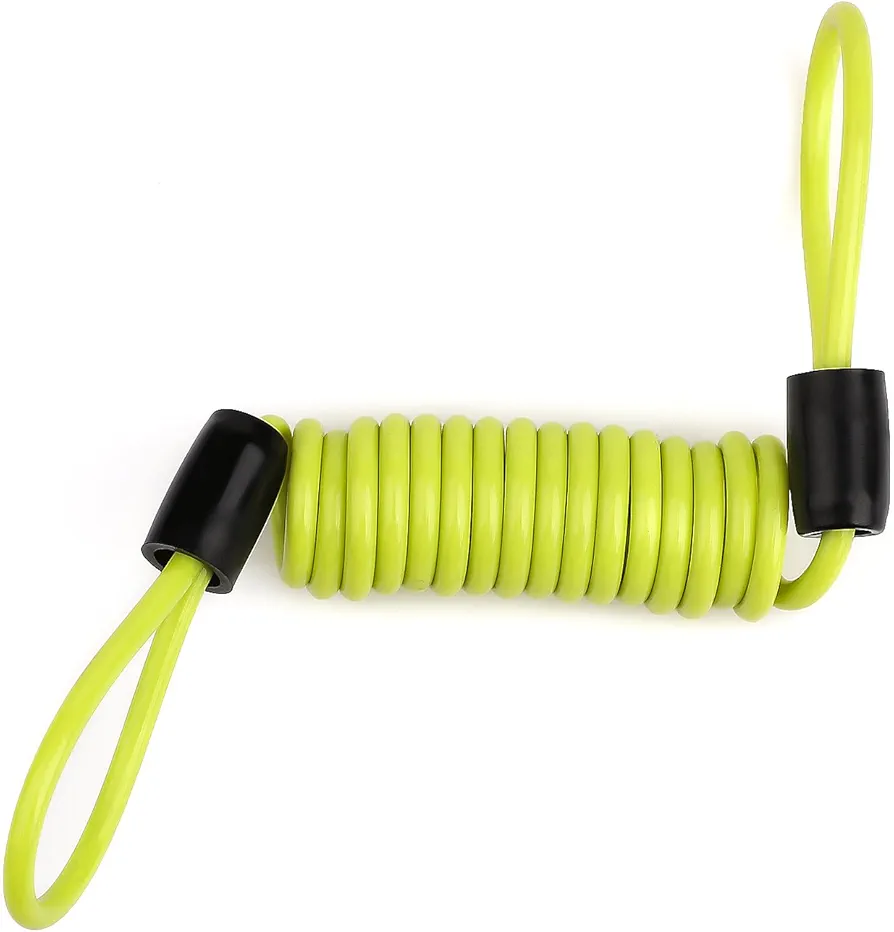 Disc Lock Reminder Cable Bike Motorcycle Alarm Safety Lanyard Spring Coil Wire SPC001 (Yellow)