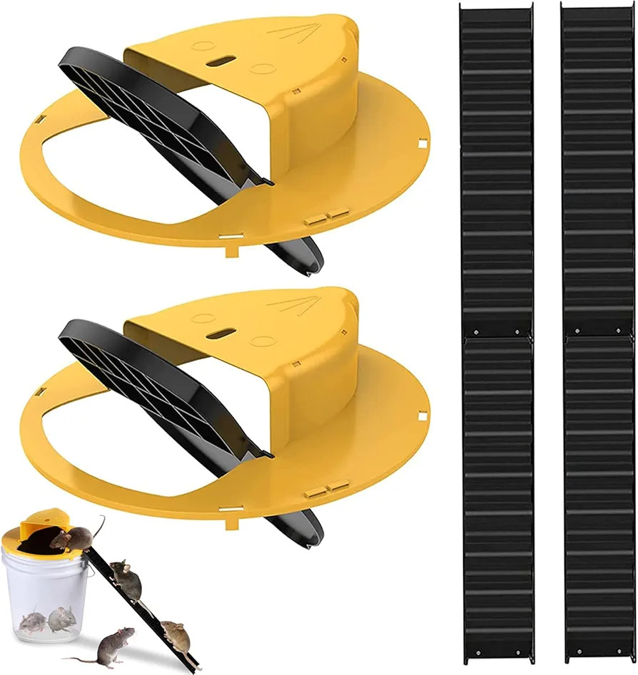 2 Pack Mouse Rat Trap Bucket,5 Gallon Mouse Rat Traps Indoor for Home,Reusable Bucket Lid Rat Traps Indoor Outdoor,Mouse Catching Tool.