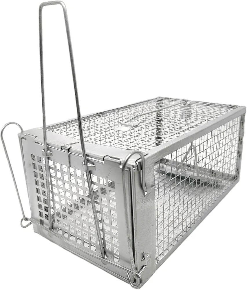 PIXESTT Humane Mouse Trap, 2PCS Rat Cage Trap Suitable for Capturing Mice or Hamsters Alive, Friendly Small Animal Humane Live Cage Rat - 11.2'' X 5.5'' X 5''