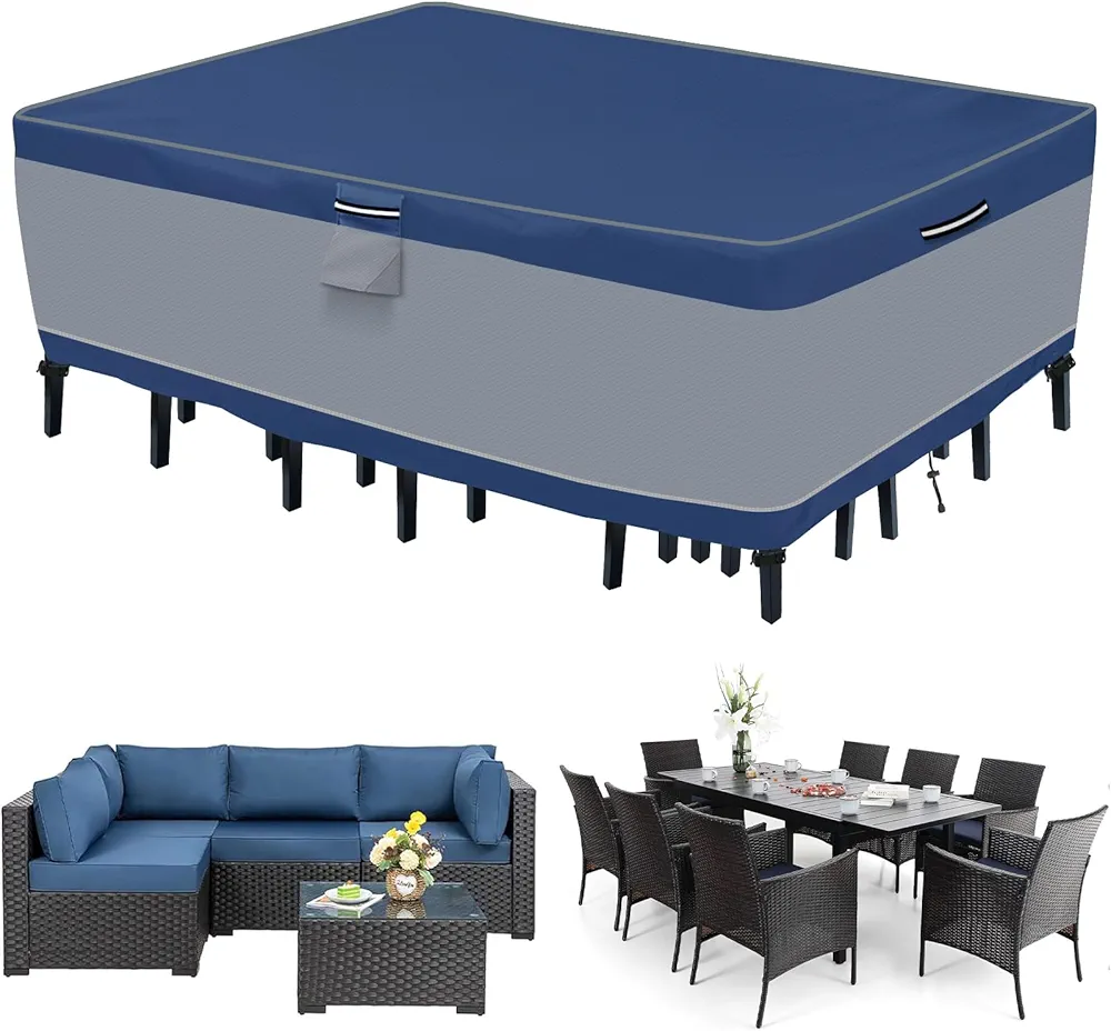 Patio Furniture Covers 111''Lx74''Wx28''H Outdoor Furniture Table Cover Waterprooof Heavy Duty Patio Covers Table and Chairs Covering Patio Furniture for Winter
