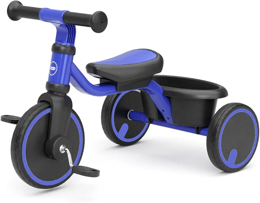 XJD Kids Tricycles for 1 to 3 Years Old, Toddler Tricycle Kids Trikes Tricycle for 2-3 Year Olds, Toddler Bike with PU Wheels, Adjustable Seat, Storage Basket, Present Toys for Boy & Girl (Blue)