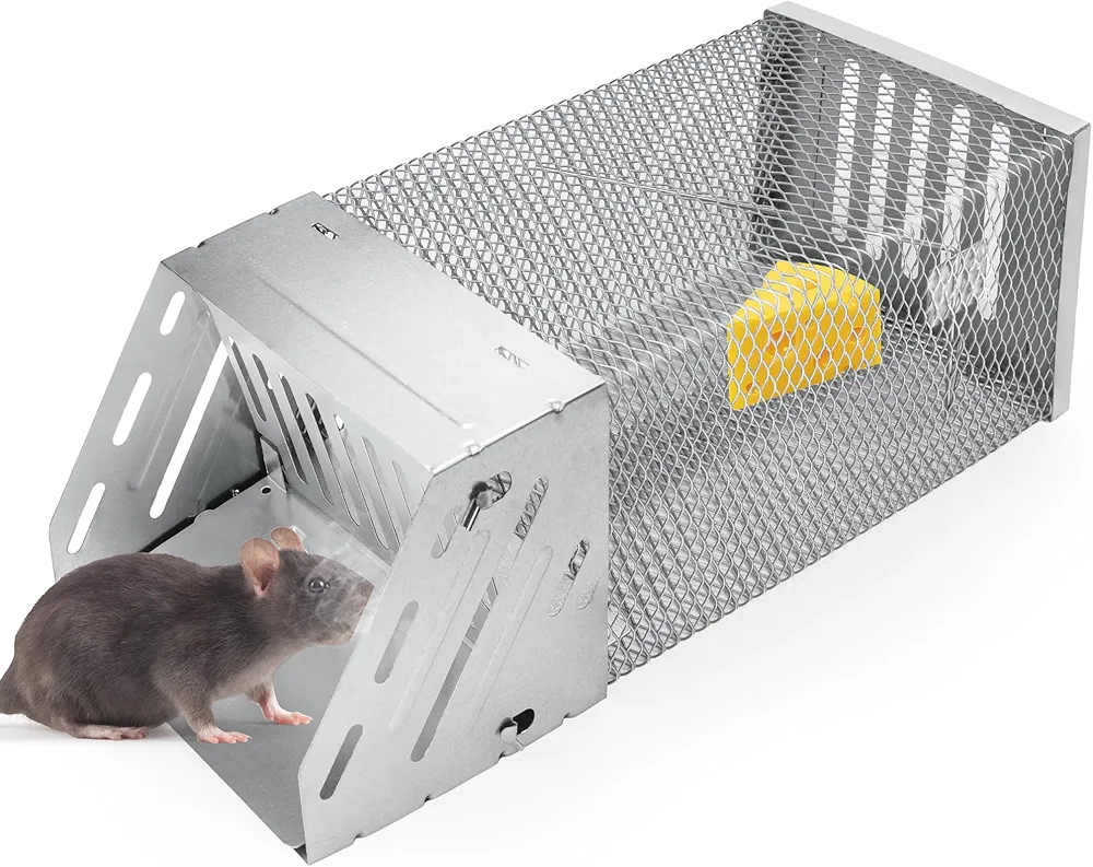 Rat Trap Humane - Live Rat Trap, Rodent Chipmunk Traps with Automatic Continuous Cycle Mouse Trap, for Small Live Animal Catch and Release, Rat Traps Indoor for Home Garden Garage