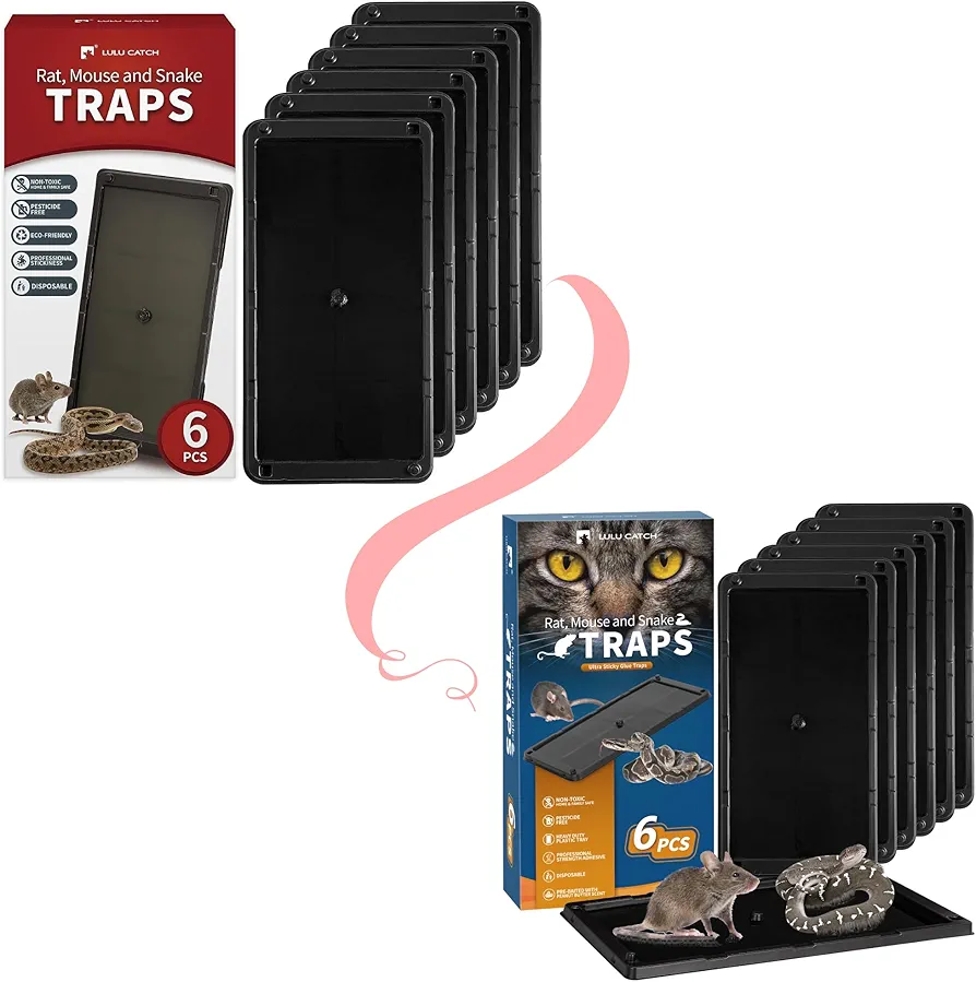 LULUCATCH Super Heavier Mouse Traps 6 Pack +6 Pack for Mice & Snakes with Non-Toxic Glue.