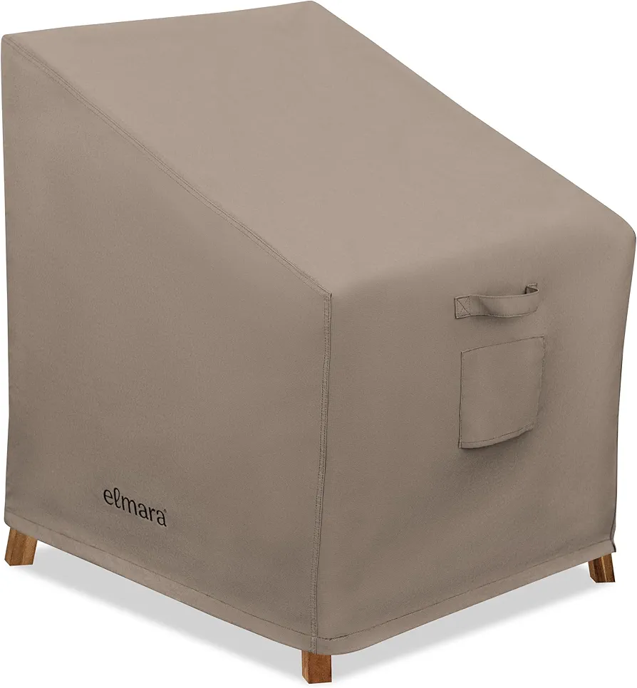 Elmara Outdoor Chair Covers – Waterproof, UV Fade-Resistant Patio Chair Covers Made of Heavy Duty Olefin – Durable All Weather Design Keeps Your Patio Furniture Safe (Taupe)