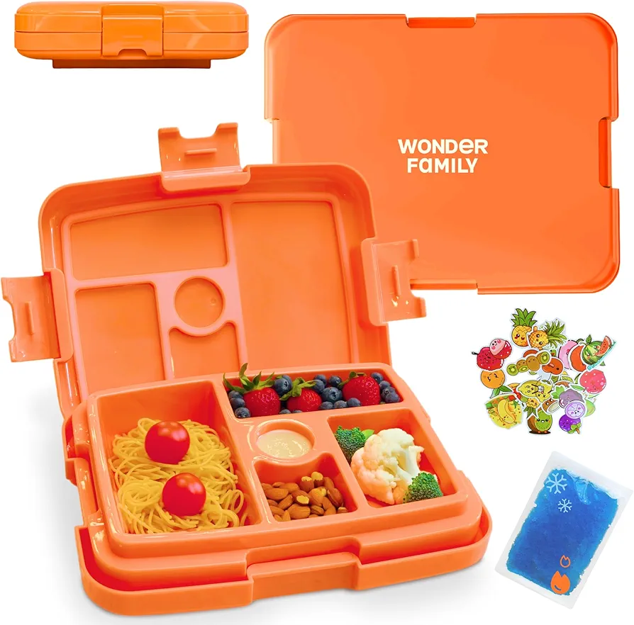 Microwavable Bento Lunch Box - Insulated Lunch Container with Compartments & Hot/Cold Packs