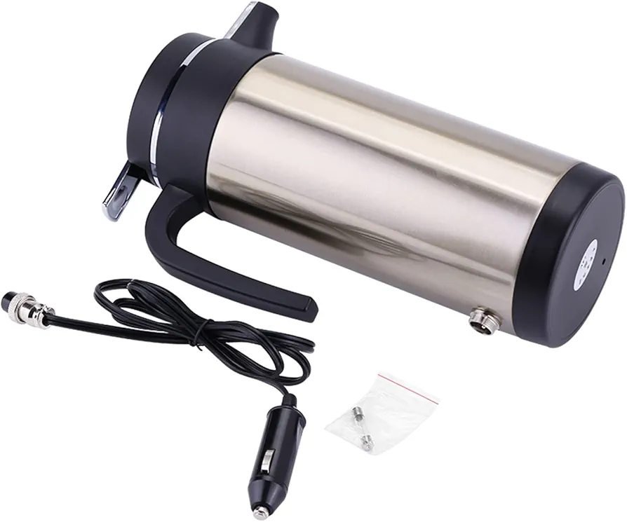 Travel 24V Electric Kettle, Portable 850ml Kettle 304 Stainless Steel Small Hot Water Boiler,Fast Boiling Water with Auto Shut Off and Boil Dry Protection