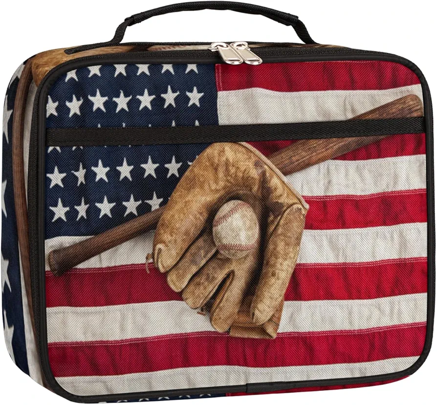 Baseball Kids Lunch Box Insulated Lunch Bag for Boys Girls Adult, Reusable Back to School Lunch Bag, Leakproof Meal Prep Tote Kit Cooler Bag Lunch Tote Bag for Work Beach Outdoor