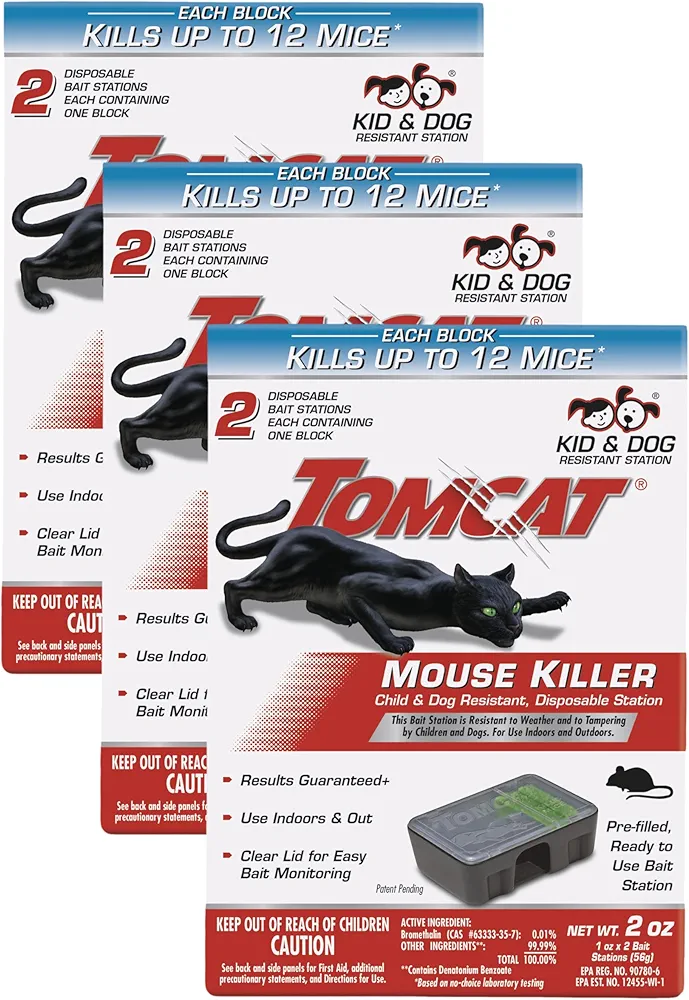 Tomcat 370710 Mouse Killer Child & Dog Resistant, Disposable Station (Pack of 3)
